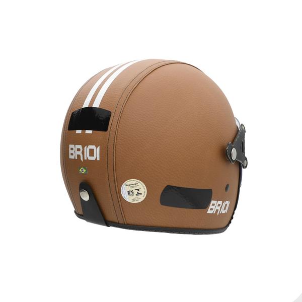 Imagem de Capacete Moto Br 101 3/4 Revestido Creme Fume 60 Custom