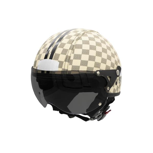 Imagem de Capacete Moto Br 101 Flash Revestido Xadrez Bege Fume 56