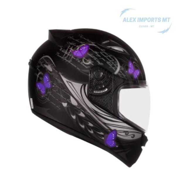 Imagem de Capacete Moto  Ebf Spark Borboleta com Adesivos refletivos