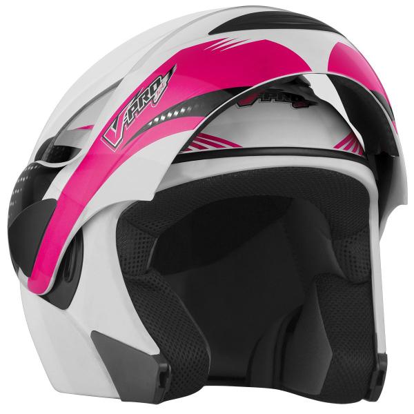 Imagem de Capacete Moto Escamoteável Articulado Pro Tork V-Pro Jet 2 Carbon Feminino Masculino Aberto Fechado