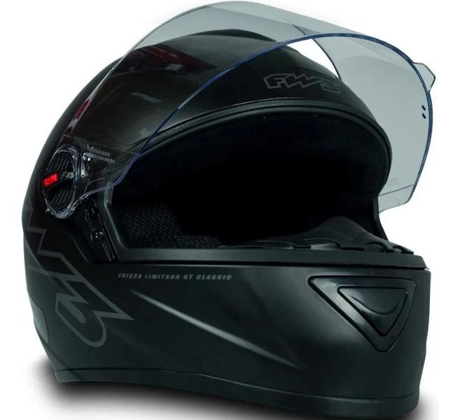 Imagem de Capacete Moto Fechado Gt Classic Preto Fosco Fw3 60 Inmetro