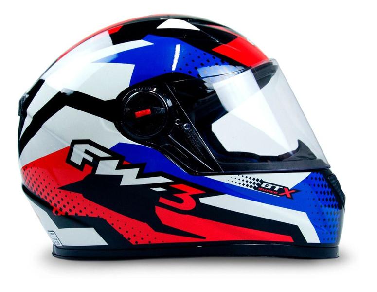 Imagem de Capacete Moto Fechado GTN Super Viseira Cristal Azul/Branco Brilhante Inmetro Tamanho 60 - FW3