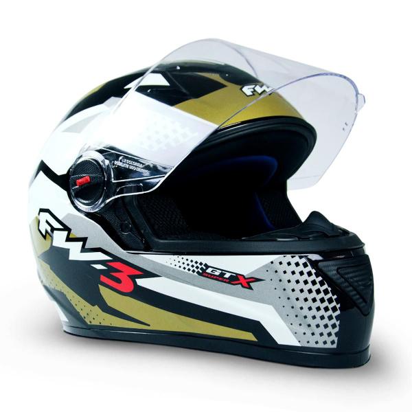 Imagem de Capacete Moto Fechado GTN Super Viseira Cristal Dourado/Cinza/Branco Inmetro Tamanho 58 - FW3