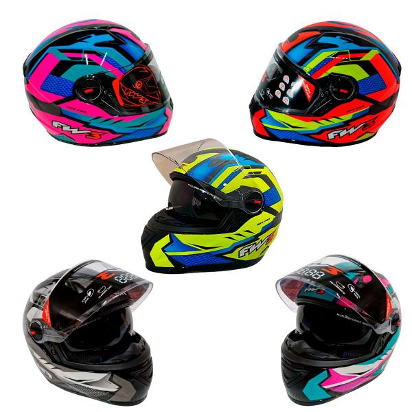 Capacete Moto Fechado Gtx Fox Fw3 Óculos Fumê Várias Cores