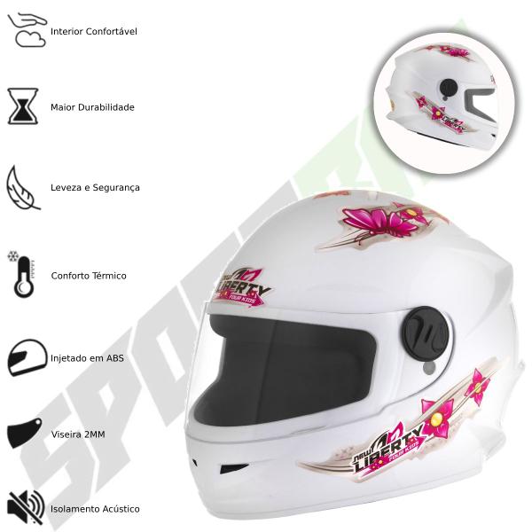 Imagem de Capacete Moto Fechado Infantil Criança Pro Tork Liberty 4 Four Girls Kids Feminino