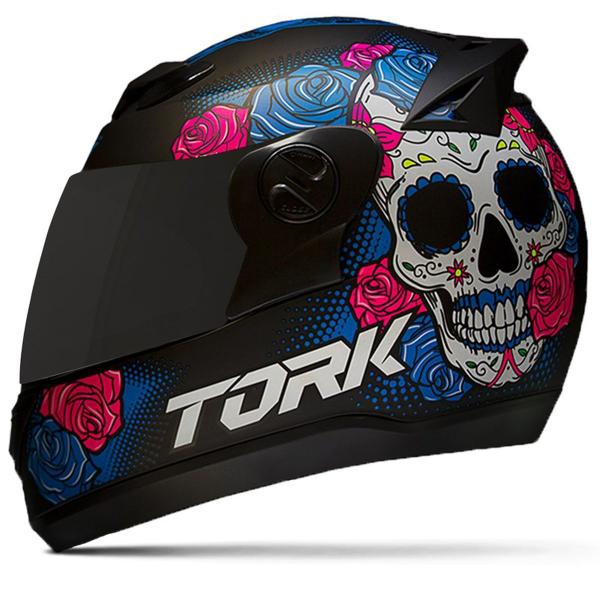 Imagem de Capacete Moto Fechado Pro Tork Evolution G7 Mexican Skull Fosco + Viseira Colorida