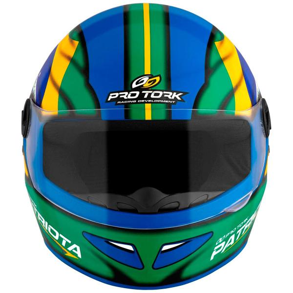 Imagem de Capacete Moto Fechado R8 Patriota Viseira Cristal Inmetro Tamanho 58 - Pro Tork