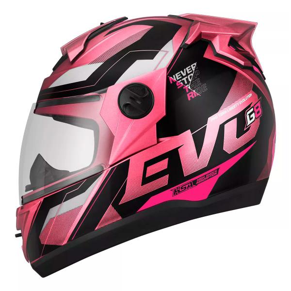 Imagem de Capacete Moto Fechado Rosa G8 EVO Viseira Cristal Inmetro Tamanho 58 CAP-718PK - Pro Tork