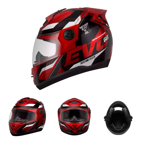 Imagem de Capacete Moto Fechado Vermelho G8 EVO Viseira Cristal Inmetro Tamanho 56 - Pro Tork Tamanho:56