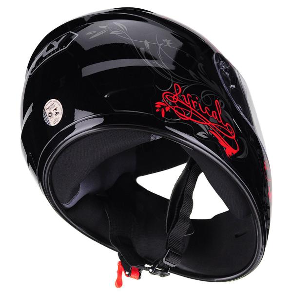 Imagem de Capacete Moto Feminino Fly F-9 Lyrical Preto Brilhante Vermelho