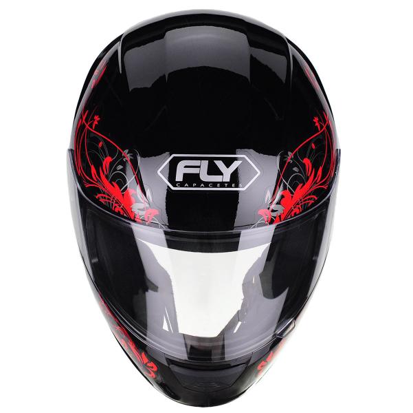 Imagem de Capacete Moto Feminino Fly F-9 Lyrical Preto Brilhante Vermelho