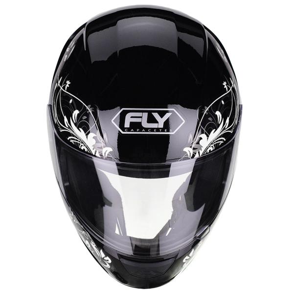 Imagem de Capacete Moto Feminino Fly F-9 Lyrical Preto Fosco Branco