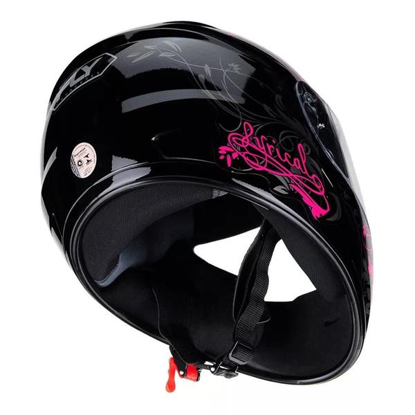 Capacete Moto Feminino Fly F9 Lyrical Preto Vermelho Com Viseira Fume Extra Imagem de Capacete Moto Feminino Fly F9 Lyrical Preto Vermelho Com Viseira Fume Extra