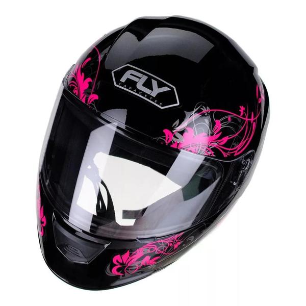 Capacete Moto Feminino Fly F9 Lyrical Preto Vermelho Com Viseira Fume Extra Imagem de Capacete Moto Feminino Fly F9 Lyrical Preto Vermelho Com Viseira Fume Extra