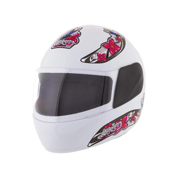 Imagem de Capacete Moto Feminino Liberty Four For Girls Branco Rosa Viseira Transparente Diversos Tamanhos + Capa de Chuva PVC