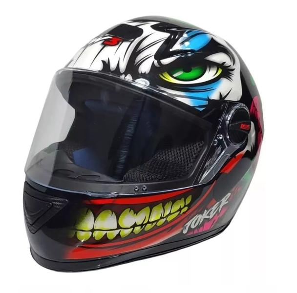 Imagem de Capacete Moto Fw3 Coringa Joker Preto Brilhante viseira Fume