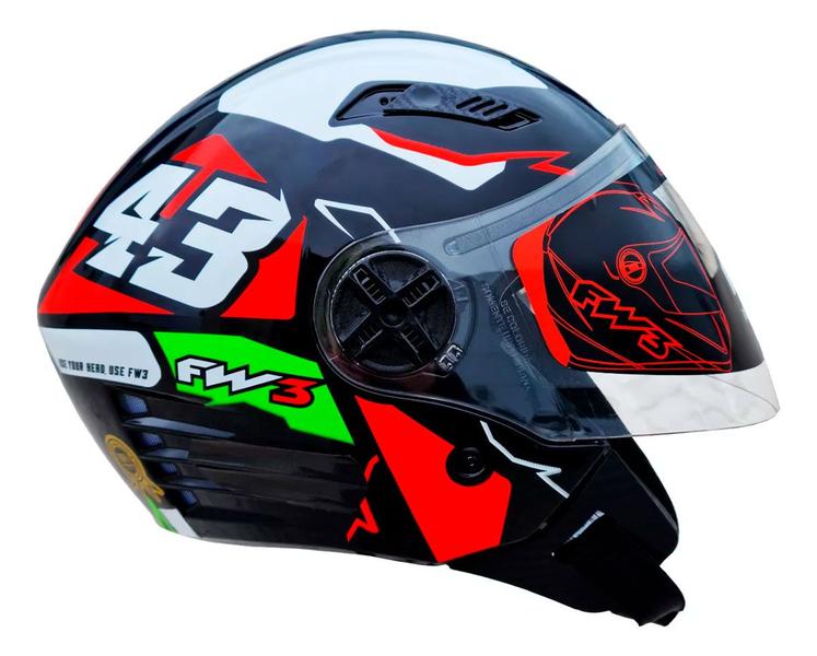 Imagem de Capacete Moto FW3 X Open Up 43 Vermelho e Verde Tamanho 60