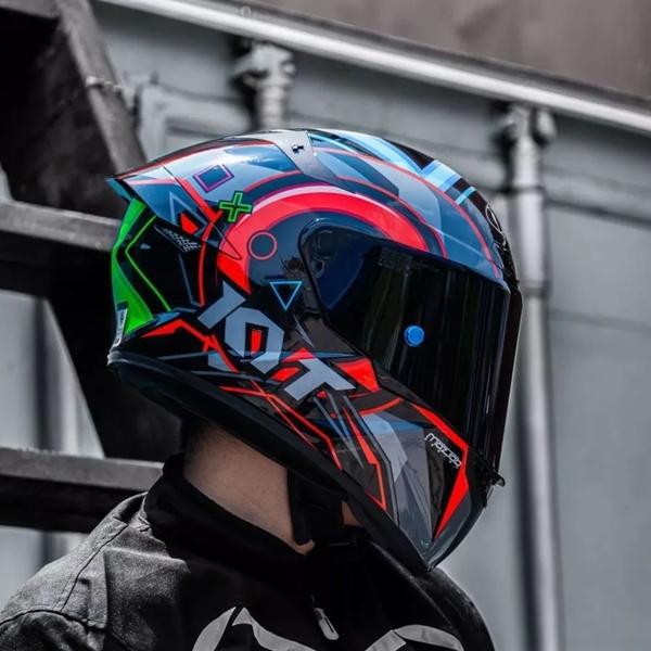 Imagem de Capacete Moto Kyt Tt Course Ratthapark Verde Rosa Azul Vermelho