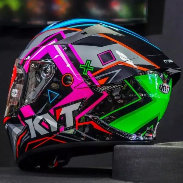 Imagem de Capacete Moto Kyt Tt Course Ratthapark Verde Rosa Azul Vermelho