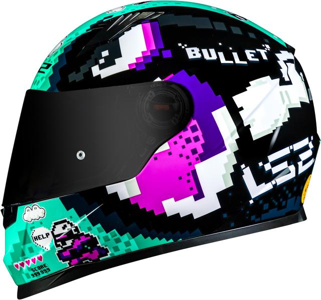 Imagem de Capacete Moto Ls2 Ff358 Bullet Azul Preto Pixel Pixels