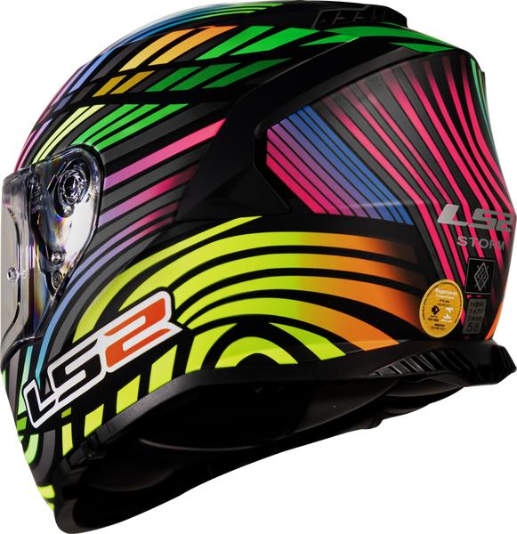 Imagem de Capacete Moto Ls2 Ff800 Storm Power Rainbow Preto Fosco