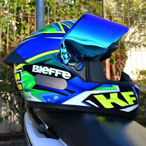 Imagem de Capacete Moto Masculino Bieffe B12 Kf Azul Aerofolio Viseira