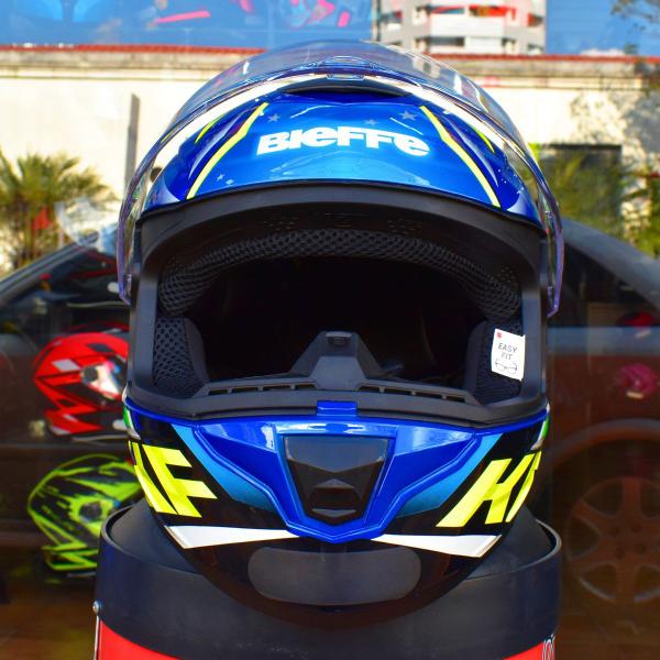 Imagem de Capacete Moto Masculino Bieffe B12 Kf Azul Amarelo Aerofolio