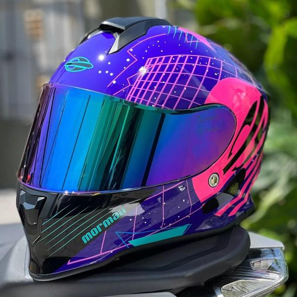 Imagem de Capacete Moto Mormaii M1 Fechado Starry Roxo + Narigueira