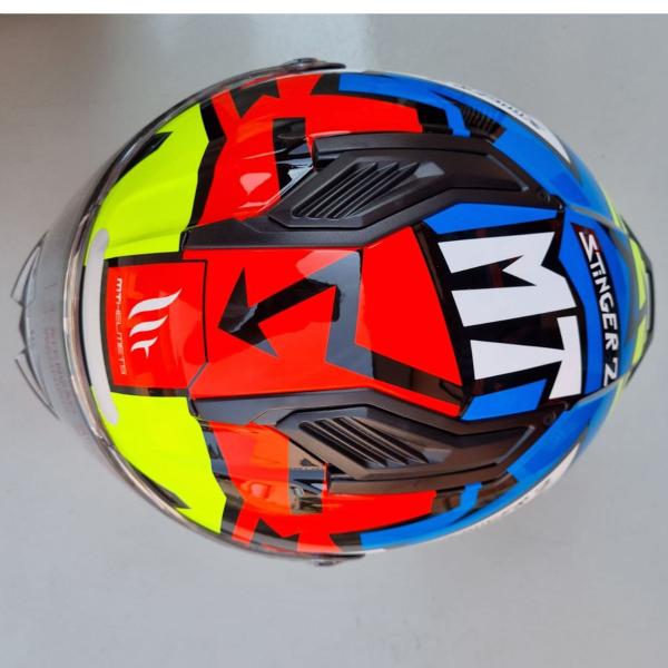 Imagem de Capacete Moto Mt Stinger 2 Meld E3 Amarelo Azul + Vis Fumê