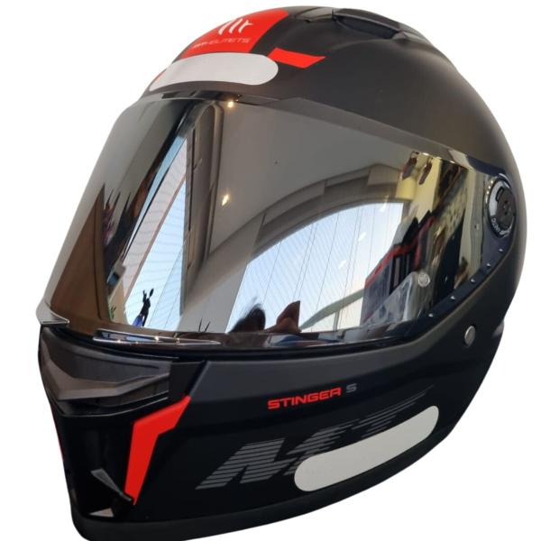 Imagem de Capacete Moto Mt Stinger 2 Preto Fosco Solid A1 +Vis Cromada