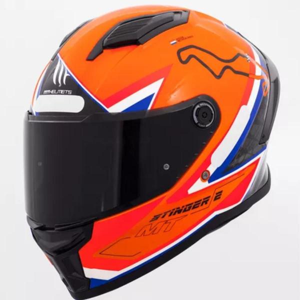 Imagem de Capacete Moto Mt Stinger2 GrandPrix C4 Holanda Viseira Fumê