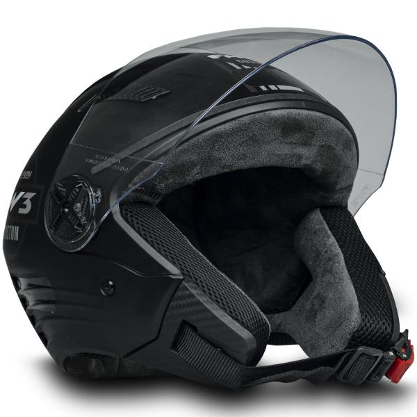 Imagem de Capacete Moto Open Preto Fosco Grafite 58 + Viseira Cromada