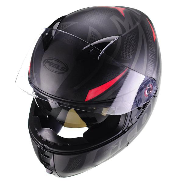 Imagem de Capacete Moto Peels Icon Fast Preto Fosco Vermelho Com Viseira Solar