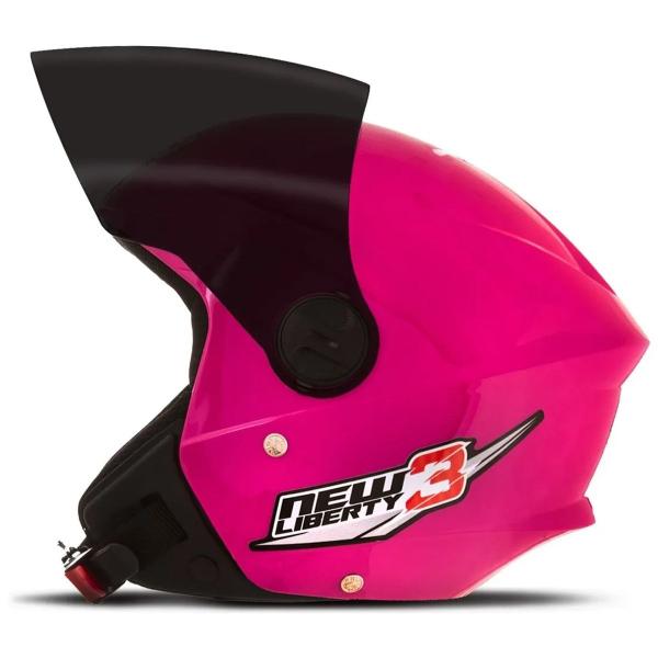 Imagem de Capacete Moto Pro Tork Aberto New Liberty 3 Three Rosa Com Viseira Fumê + Capa de Chuva Pioneira