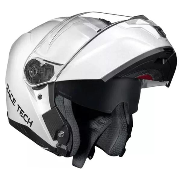 Imagem de Capacete Moto Race Tech Lançamento Signal Branco Brilhante Articulado Com Oculos