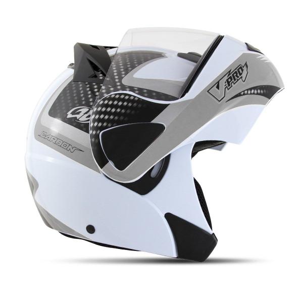 Imagem de Capacete moto robocop articulado Escamoteável feminino e masculino V-pro Jet 2 Carbon Pro Tork 