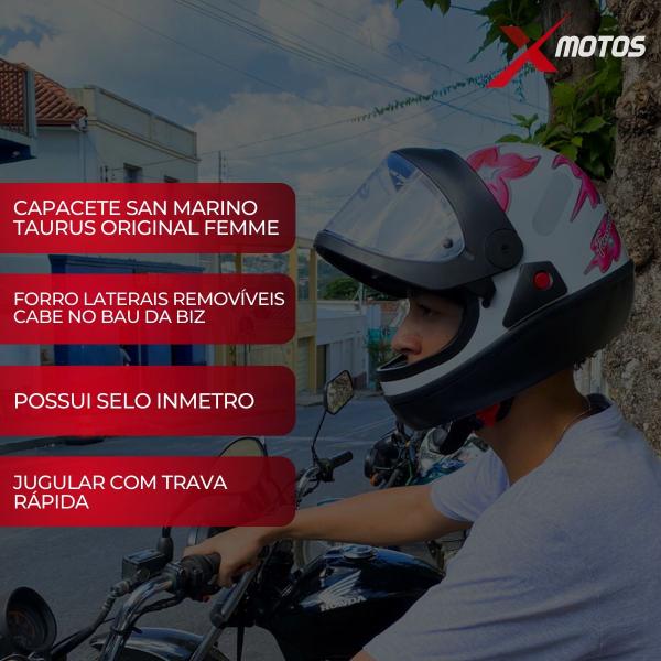 Imagem de Capacete Moto San Marino Taurus Feminino Original Automático