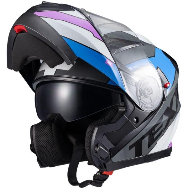 Imagem de Capacete Moto Texx Gladiator V3 Reisen Rosa Azul Branco