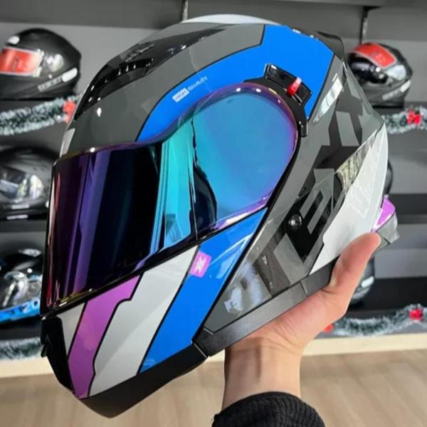 Imagem de Capacete Moto Texx Gladiator V3 Reisen + Viseira Azul