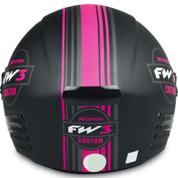 Imagem de Capacete Moto X Open Custom Preto Fosco Rosa Tamanho 58