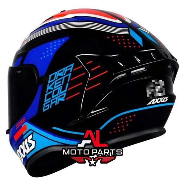 Imagem de Capacete Motociclista Axxis Draken Cougar Azul Vermelho