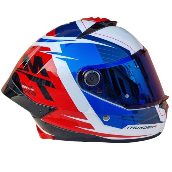 Imagem de Capacete Mt Thunder 4 Pental Azul Vermelho + Viseira Azul