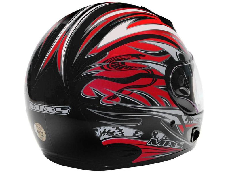 Imagem de Capacete MX Cobra Plus Mixs Preto com Vermelho - Tam. 60