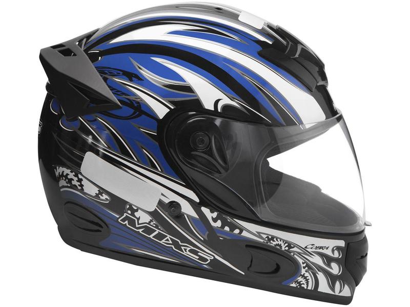 Imagem de Capacete MX Cobra Plus Mixs  Preto e Azul - Tam. 58