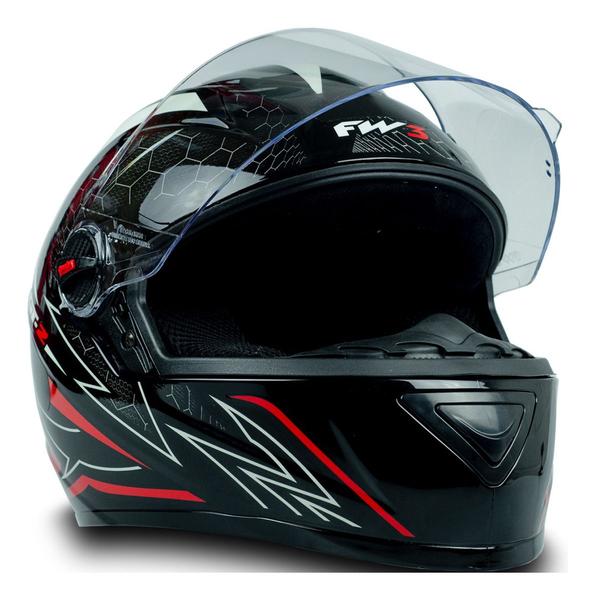 Imagem de Capacete Narigueira Moto Gt2 Tamanho 58 Branco Vermelho Brilho