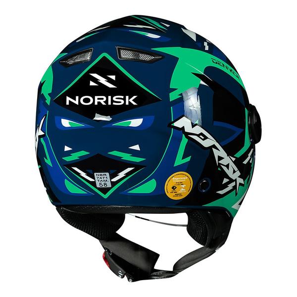 Imagem de Capacete Norisk Aberto Orion Denver Verde e Azul Brilhante