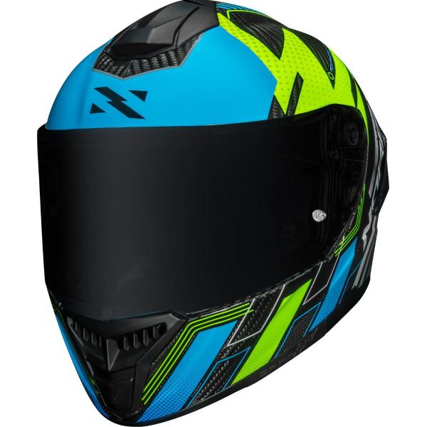 Imagem de Capacete Norisk Carbon R Azul Amarelo Pinlock Viseira Fumê