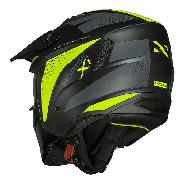 Imagem de Capacete Norisk Darth 2 X1 Preto e Amarelo Fosco Moto