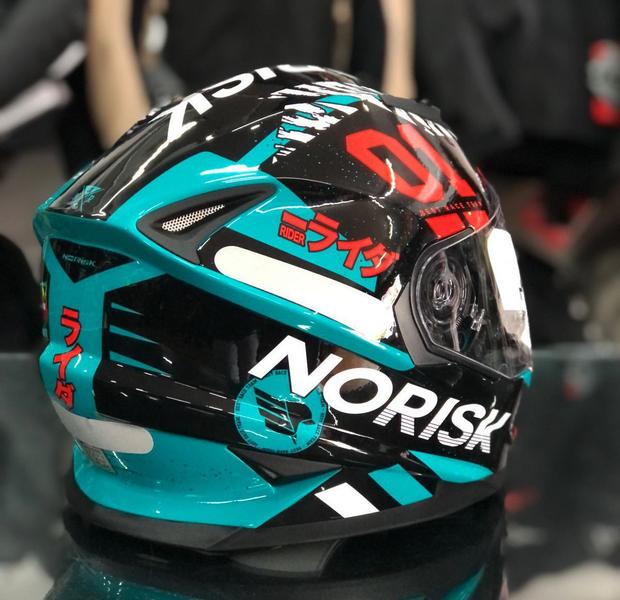 Imagem de Capacete Norisk Ff302 Tokyo Preto Verde Agua