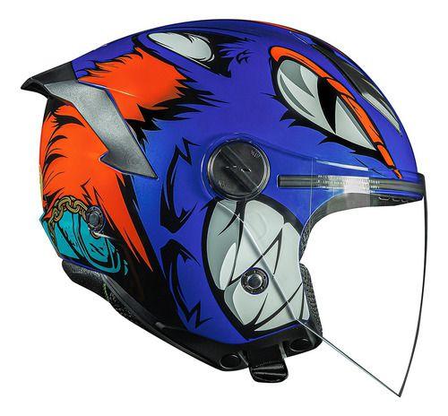 Imagem de Capacete Norisk Neo Hyena Azul Laranja Brilhante Aberto